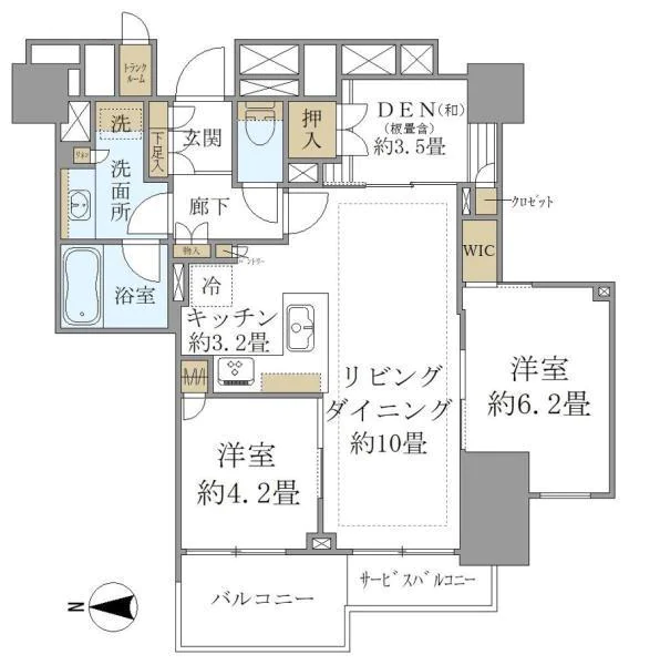 BrilliaTower上野池之端 ~ブリリアタワー上野池之端~ 8階 2SLDKの間取り