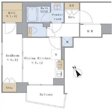 Brillia ist 文京茗荷谷(ブリリアイスト文京茗荷谷) 3階 1DKの間取り