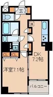 東急ドエルアルス根津 4階 1DKの間取り