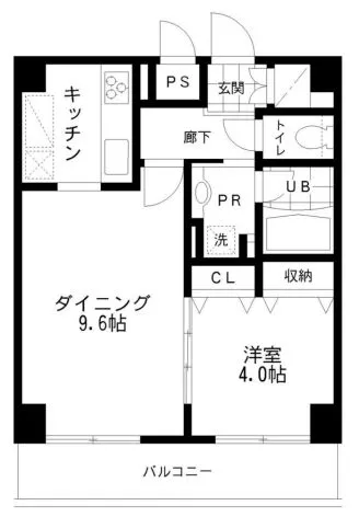レジディア文京本郷Ⅱ 8階 1LDKの間取り