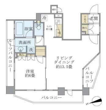 ステージグランデ本郷 14階 1LDKの間取り