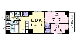 【新築】アミュレット本郷 6階 2LDKの間取り