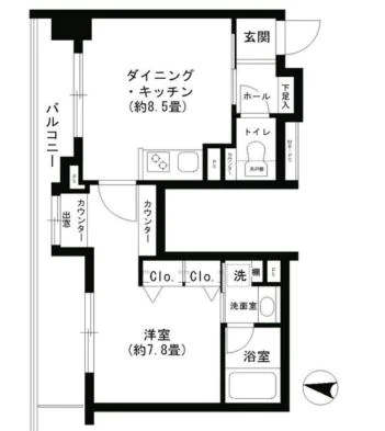 クリオ文京小石川 15階 1DKの間取り