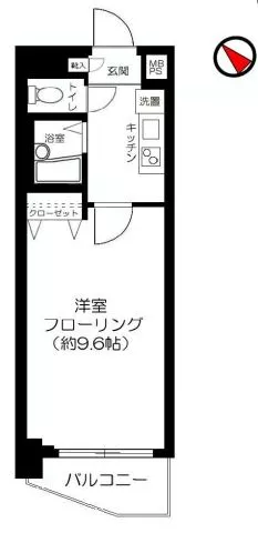 エルフラット白山 4階 1Kの間取り