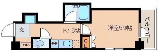 レジディア文京湯島Ⅱ 4階 1Kの間取り