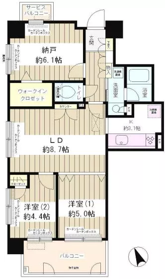 プレジール千駄木(千駄木3丁目) 7階 2SLDKの間取り