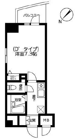 三和第一ビル 6階 1Kの間取り