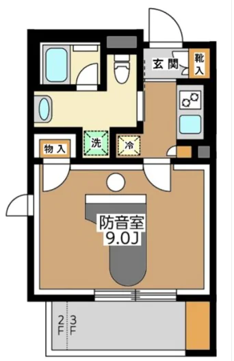 Sonorité池之端 2階 1Kの間取り