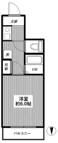 後楽園キャステール 4階 1Kの間取り