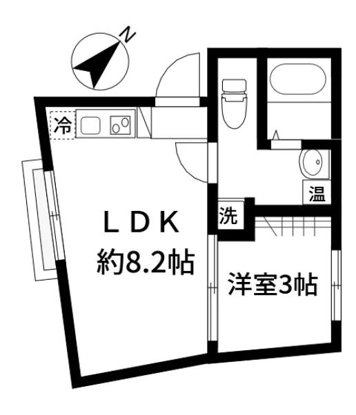 OMOCi DE SENGOKU 4階 1LDKの間取り