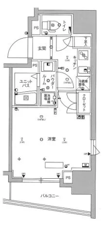 スカイコートパレス後楽園 4階 1Kの間取り
