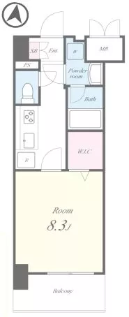 グラシーナ文京 4階 1Kの間取り