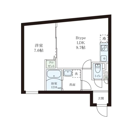 レピュア小石川レジデンスⅡ 3階 1LDKの間取り