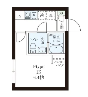 レピュア小石川レジデンスⅡ 2階 1Kの間取り