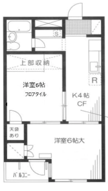 グリーンハイツ本郷 2階 2Kの間取り
