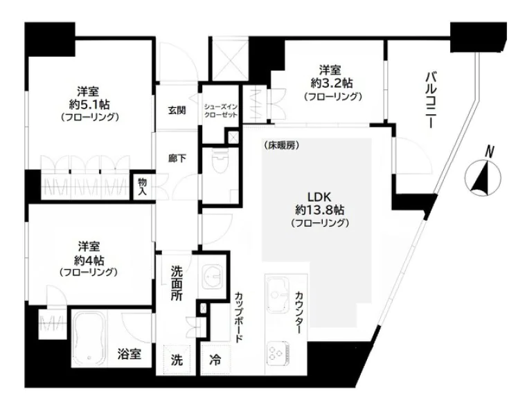 GREEN PARK文京西片 3階 3LDKの間取り