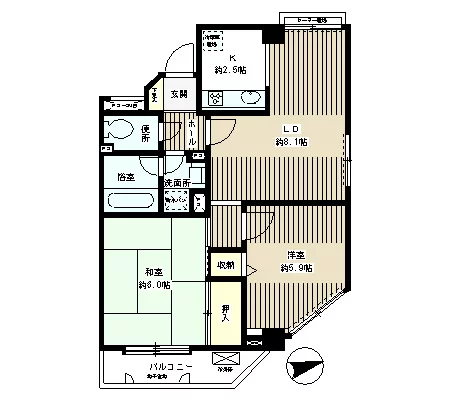 タウン・ハイム本駒込 3階 2LDKの間取り