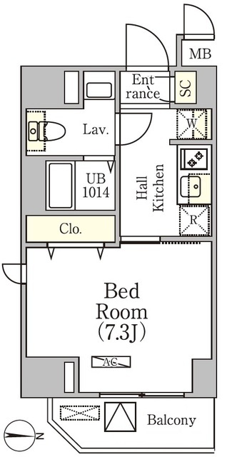 ＧＲＡＮＳＩＴＥ文京湯島 8階 1Kの間取り