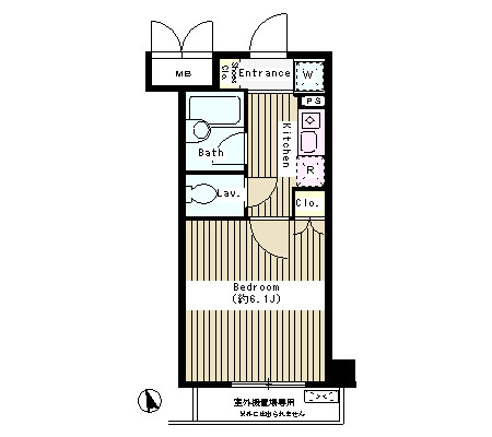 コートブリーズ根津 2階 1Kの間取り