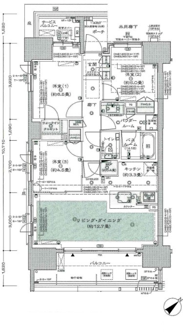 シティハウス文京千石駅前 14階 3LDKの間取り