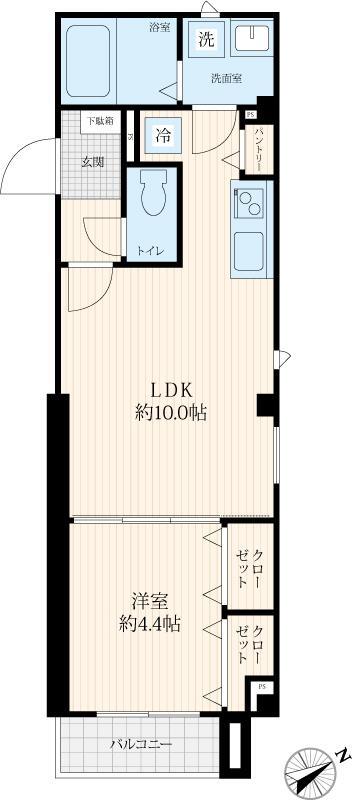 ラフィーネ春日 3階 1LDKの間取り