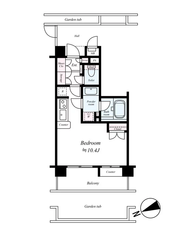 ラヴェンナ文京富坂 1階 1Rの間取り