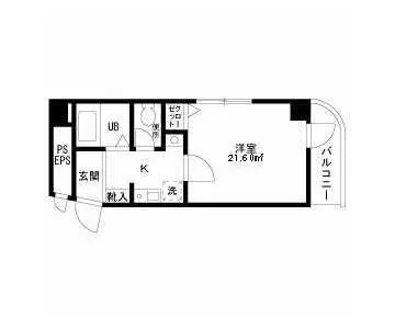 ダイヤモンドレジデンス湯島第2 4階 1Kの間取り