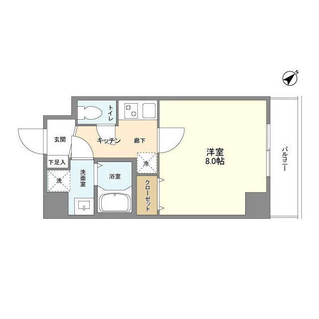 ドゥーエ上野池之端 3階 1Kの間取り