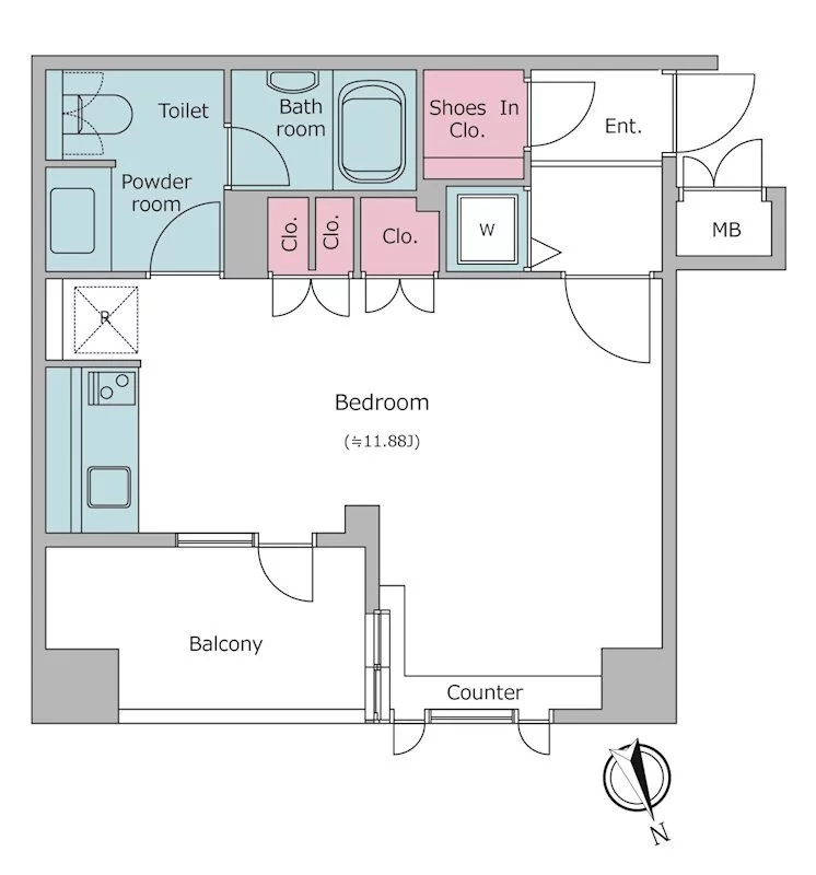 レジディア文京湯島 8階 1Rの間取り