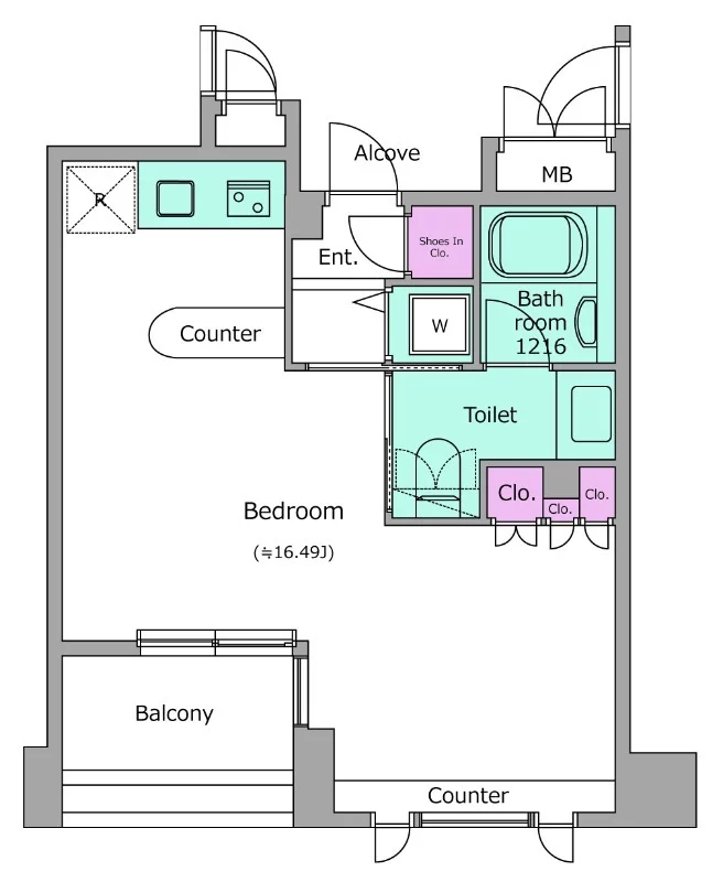 レジディア文京湯島 3階 1Rの間取り
