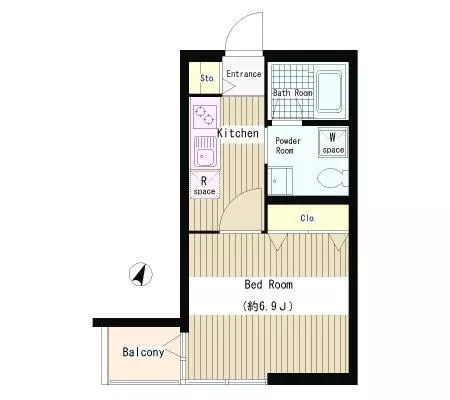 パティオみづほ文京東大前 3階 1Kの間取り