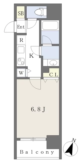 アヴァンツァーレ文京本駒込 8階 1Kの間取り