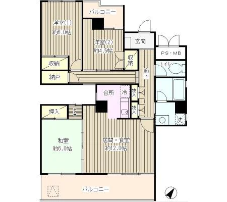 茗荷谷パークレジデンス 9階 3LDKの間取り