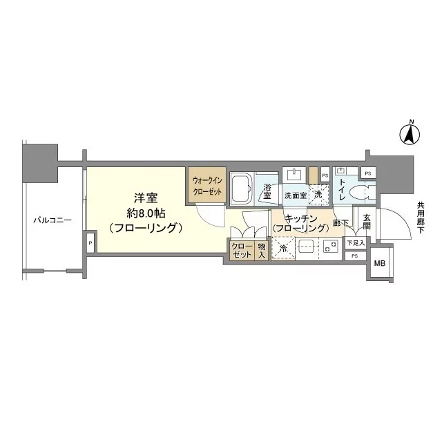 クレヴィア文京湯島 14階 1Kの間取り