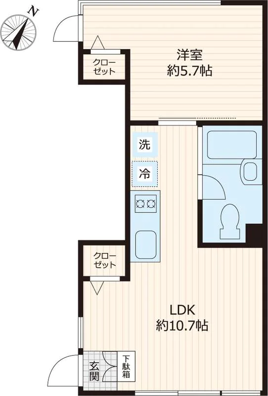 向丘・旬創館 2階 1DKの間取り