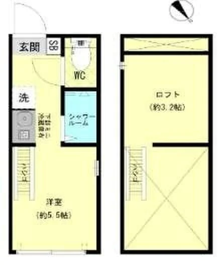 クライムヒルズⅡ 2階 1Kの間取り