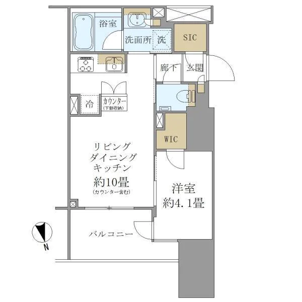 【築浅】ディアナコート文京本郷台 6階 1LDKの間取り