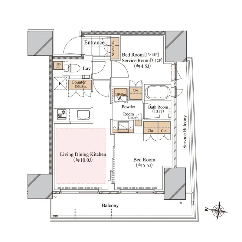 【築浅】ブランシエスタ白山 7階 1SLDKの間取り