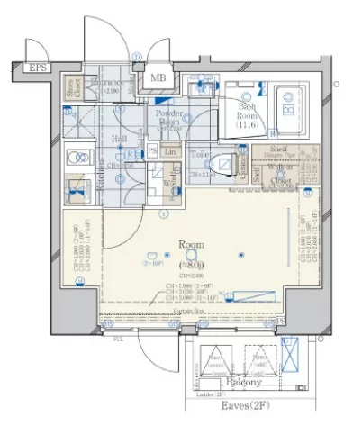 コンシェリア文京小石川 4階 1Kの間取り