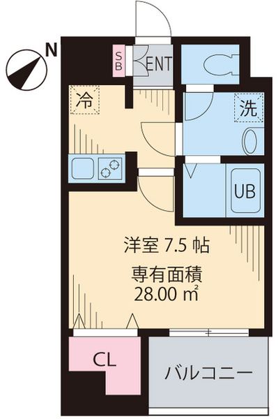 N・Y根津八重垣 6階 1Kの間取り