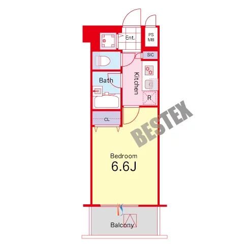 パレステュディオ文京千石パークサイド 4階 1Kの間取り