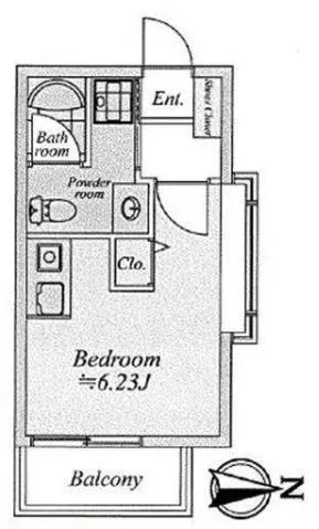 本郷菊富士レジデンス 2階 1Rの間取り