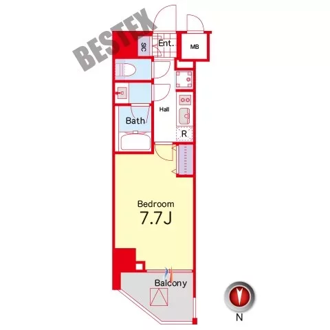 【築浅】コンシェリア後楽園CROSSIA 9階 1Kの間取り