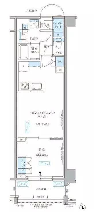 【新築】パークアクシス文京本郷 2階 1LDKの間取り