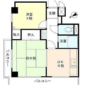 グランデュール六義園 3階 2DKの間取り