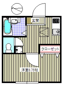 三国ハイツ 1階 1Kの間取り
