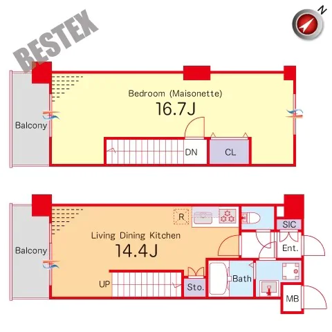 ルーチェ茗荷谷 5階 1LDKの間取り