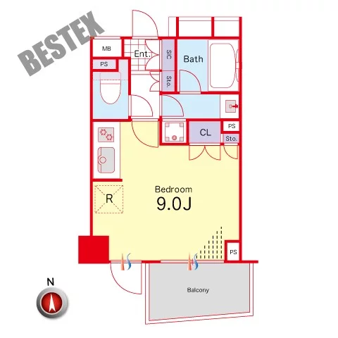 ドルフ後楽園ステーションフロント 11階 1Rの間取り