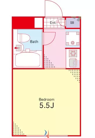 リバーサイド江戸川橋 2階 1Rの間取り