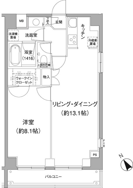 THE CUBE【ザキューブ】 4階 1LDKの間取り